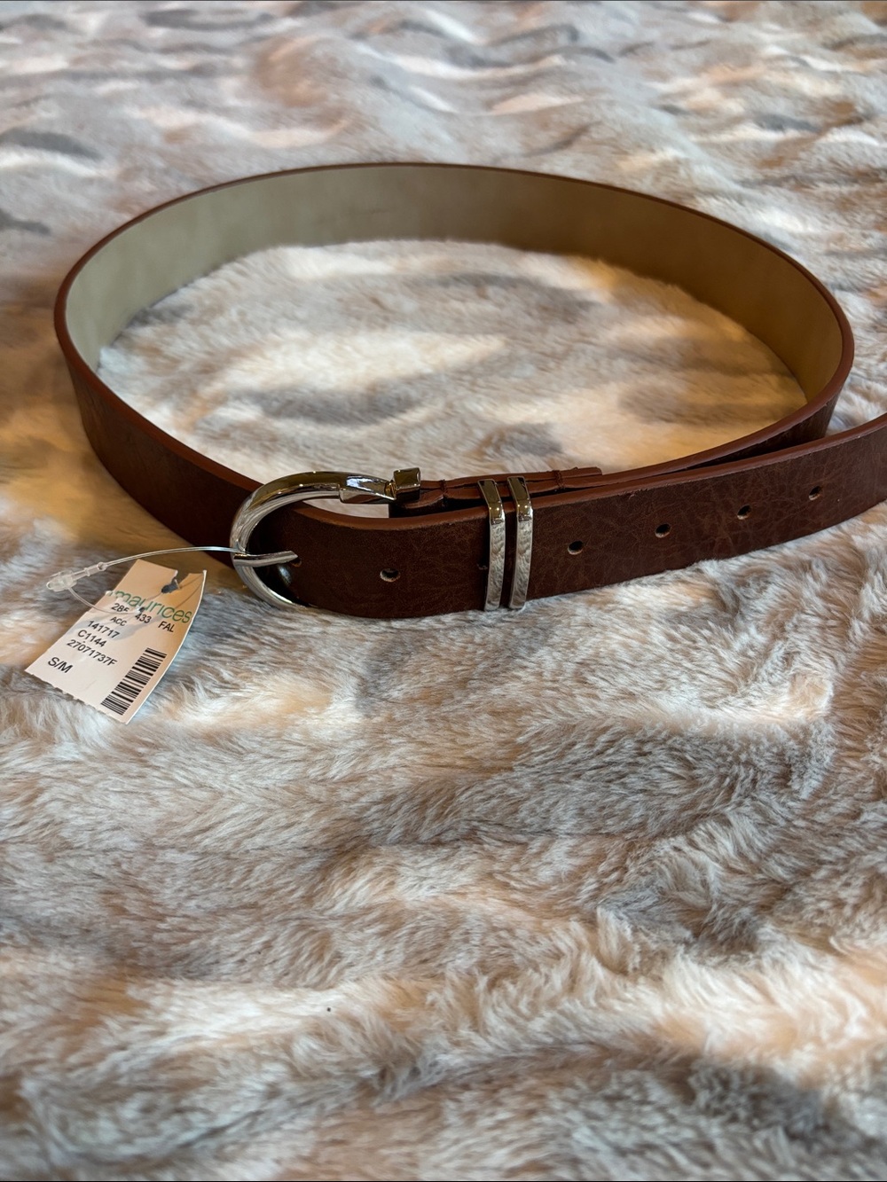 Maurices Brown Faux Leather Belt with Silver Buckle